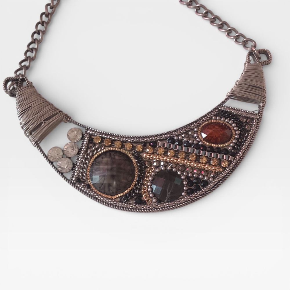 Rhinestone Wire Statement Necklace